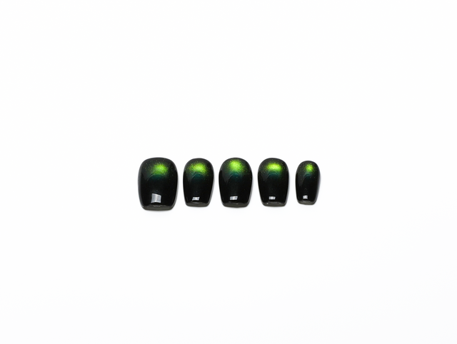 Green Chase Cat Eye Press On Nails