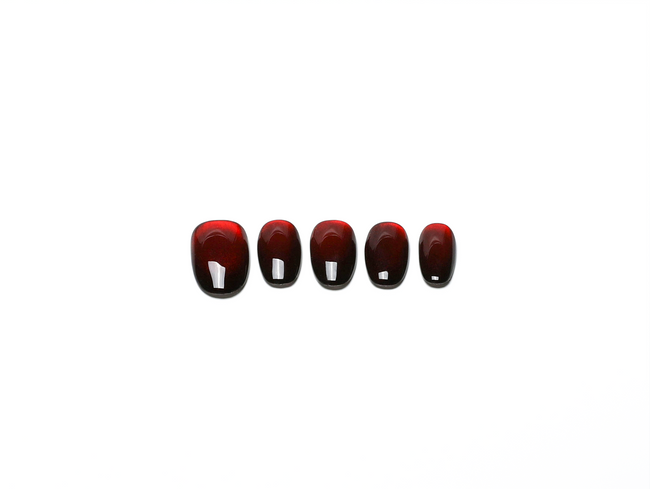 Red Gems Cat Eye Press On Nails